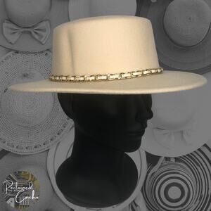 Riah Fashion Ivory Boater Hat